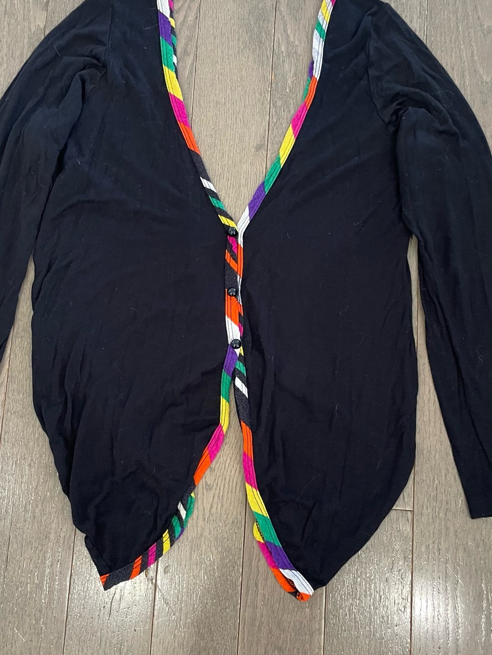 Vintage Rainbow Trim Convertible Open Back Cardigan Top One size fits most. - Picture 8 of 13